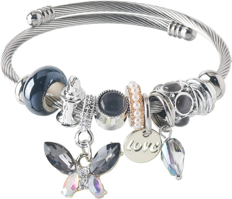 DS Charm Bracelets for girls,exquisite cute cartoon friendship bracelets Silver Stainless Steel Bangle with birthday Gift box, Adjustable girls jewelry Suitable for holiday gifts - Image 1